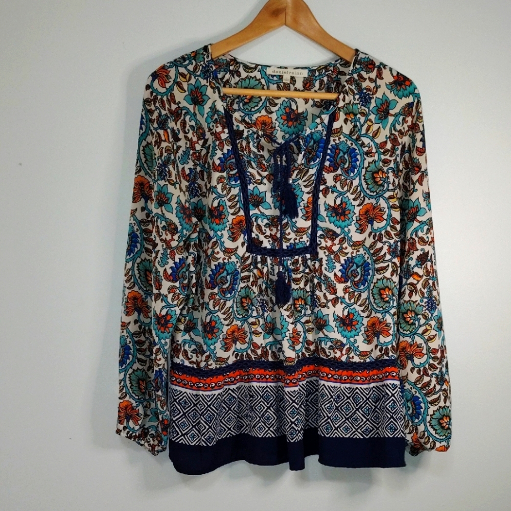 Daniel Rainn Tunic Top Size Small Poet Peasant Boho Long Sleeve Fall Winter